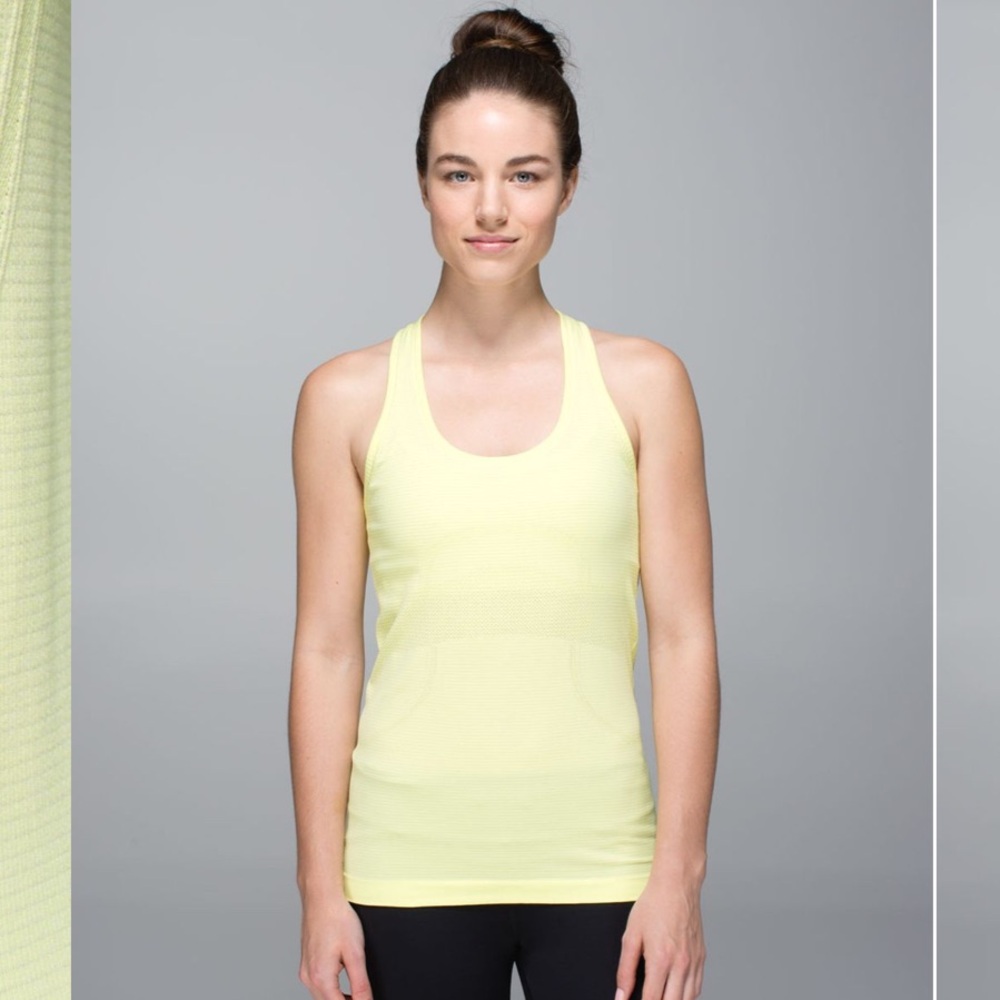 Lululemon Women's Run Swiftly Tech Racerback Heather Sheer Lemon Tank Top - 4